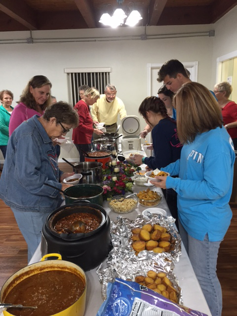 Lined up for chili