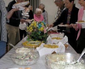 Food line at fellowship meal