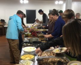 buffet line at fellowship meal