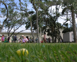 Church lawn with Resurrection Eggs on it