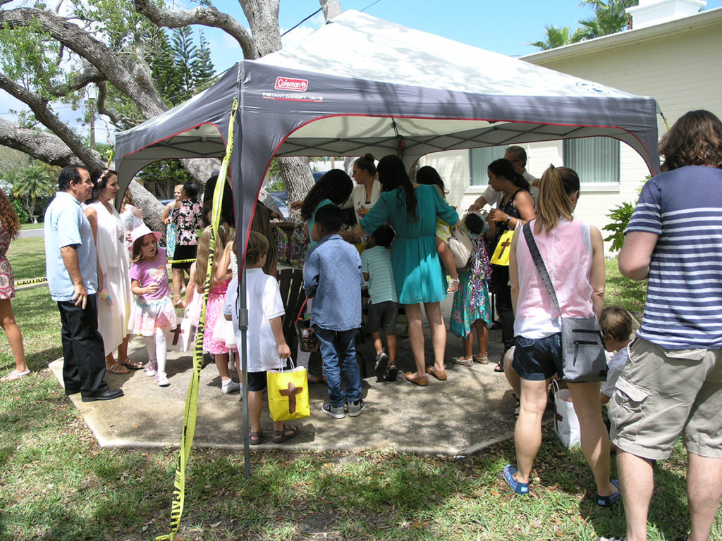 Prize tent at the church egg hunt in New Smyrna Beach