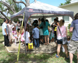 Prize tent at the church egg hunt in New Smyrna Beach