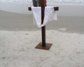 Cross on Beach for Easter Service