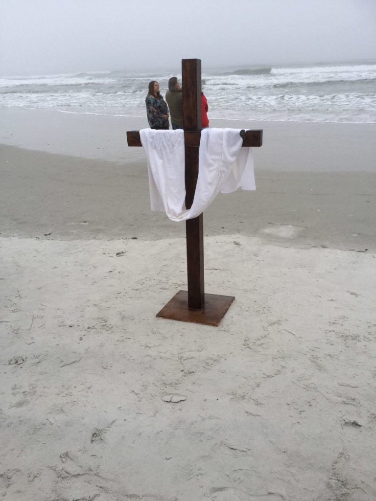 Cross on Beach for Easter Service