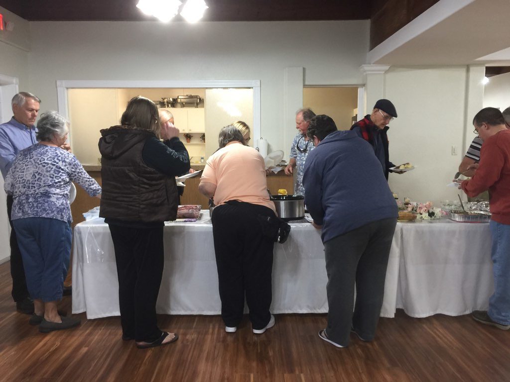 serving line for church fellowship meal